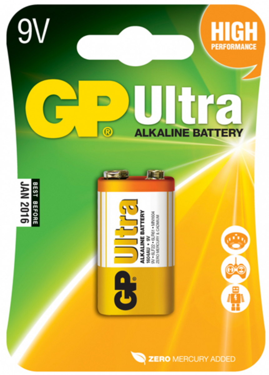 GP Ultra Alkalisk 9v Batteri