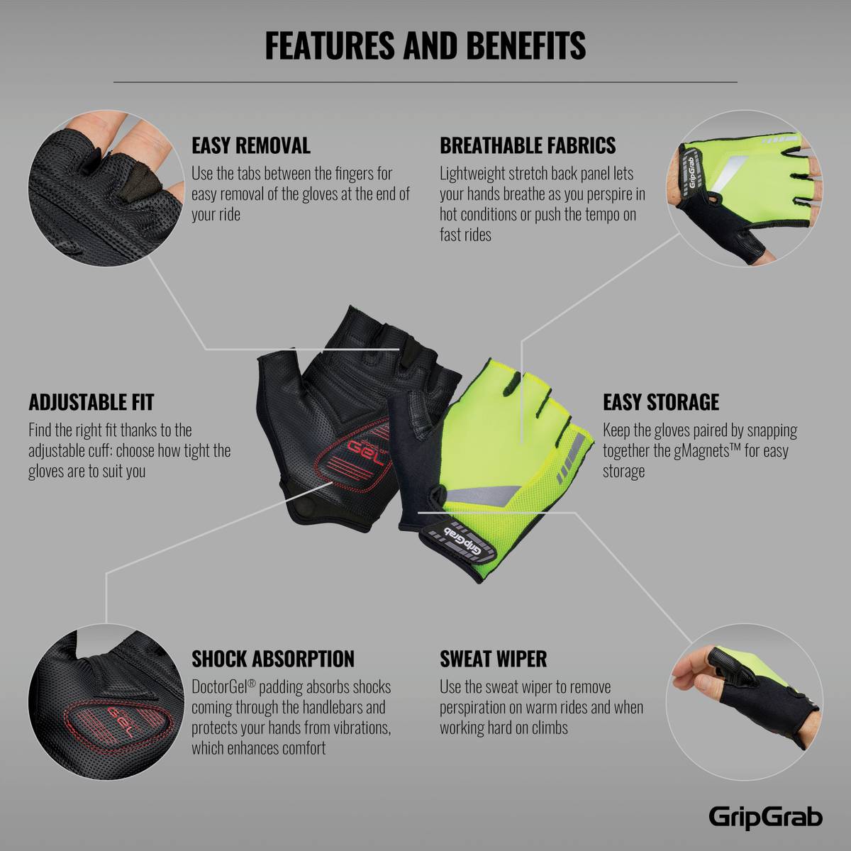 GripGrab ProGel Hi-Vis Korte Hansker